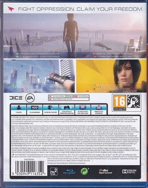 Mirrors Edge - Catalyst - PS4 (B Grade) (Genbrug)